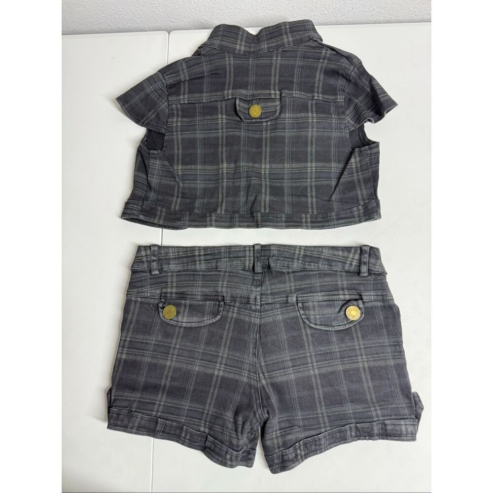 Vert + Rage Kids Plaid Vest & Shorts Set Girls Size L Gray Two Piece Outfit Note - Picture 11 of 12